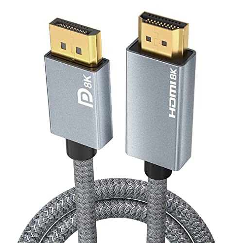DisplayPort 1.4 auf HDMI 2.1 8K Kabel, DisplayPort auf HDMI Adapterkabel ,mit 8K@60Hz 4K@120Hz 144Hz 2K@240Hz, HDR, Dolby, HDCP 2.3, DSC 1.2 für TV, Projektor, Monitor, AMD NVIDIA Graphics (2M) von AGFINEST
