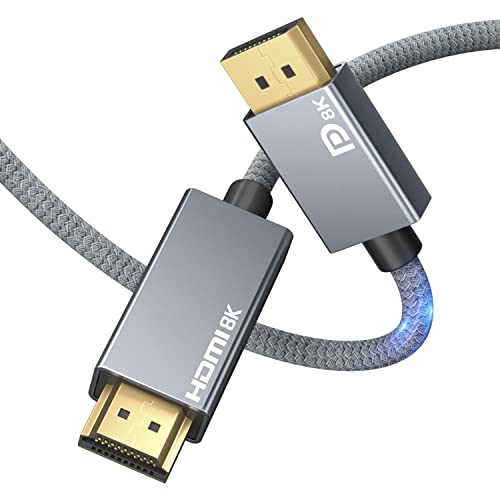DisplayPort 1.4 auf HDMI 2.1 8K Kabel, DisplayPort auf HDMI Adapterkabel 2M,mit 8K@60Hz 4K@120Hz 144Hz 2K@240Hz, HDR, Dolby, HDCP 2.3, DSC 1.2 für TV, Projektor, Monitor, AMD NVIDIA Graphics (3M) von AGFINEST