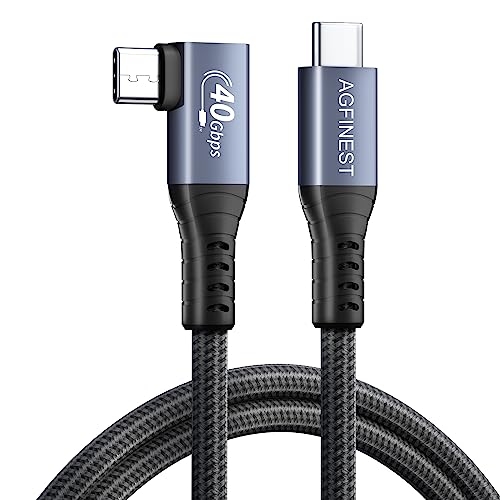 Kabel für Thunderbolt 4, Thunderbolt 4 Kabel 90 Grad ,Übertragungsrate 40Gbps/8K@60Hz Video/100W Ladung USB C auf C Video,Kompatibel mit Thunderbolt 3/USB4,MacBooks, eGUP (1.5M, Rechtwinkliger Winkel) von AGFINEST