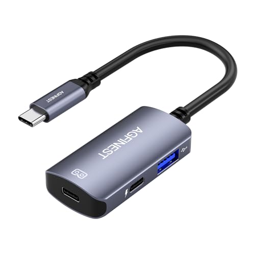 USB-C zu AR-Brille Adapter AR Smart Glasses Ladeadapter ermöglicht Multi-Screen, erweiterte 3D VR Video Funktionen Kompatibel für XREAL/Rokid/VITURE/RayNeo iPhone 15/16 Switch SteamDeck (USB2.0+USB C) von AGFINEST