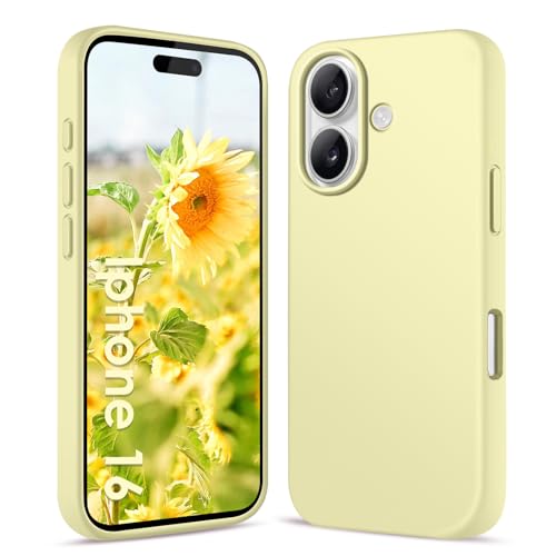 AGGPLTO Flüssig Silikon Hülle für iPhone 16 (6,1 Zoll) - Ultra Dünn Ganzkörper Schutzhülle, 4-lagige Stoßfeste Struktur, Weiches Kratzfestes Mikrofaserfutter Handyhülle, Hellgelb AGGPLTO Flüssig Silikon Hülle für iPhone 16 (6,1 Zoll) - Ultra Dünn Ganzkörper Schutzhülle, 4-lagige Stoßfeste Struktur, Weiches Kratzfestes Mikrofaserfutter Handyhülle, Hellgelb von AGGPLTO