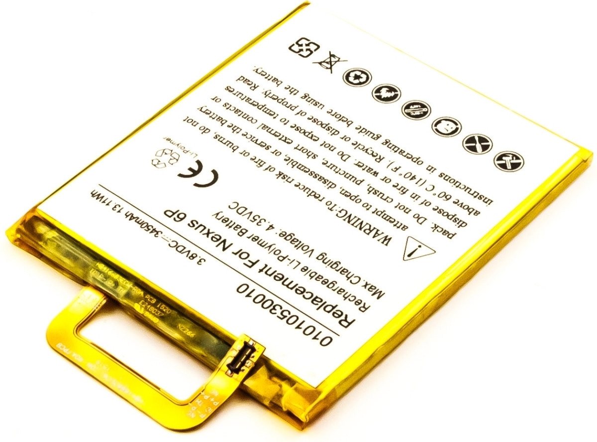 AGI Akku für Google Nexus 6P A1 Li-Pol 3,8 Volt 3450 mAh weiß Handy-Akku 3450 mAh (3.8 V) von AGI