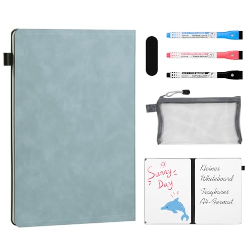 AGM A4 Mini Whiteboard, Kleines Whiteboard, tragbarer Schreibblock mit 3 Farbstiften, Radiergummi und Netzbeutel für Büro, Arbeitszimmer, Klassenzimmer und Zuhause – Marineblau AGM A4 Mini Whiteboard, Kleines Whiteboard, tragbarer Schreibblock mit 3 Farbstiften, Radiergummi und Netzbeutel für Büro, Arbeitszimmer, Klassenzimmer und Zuhause – Marineblau von AGM
