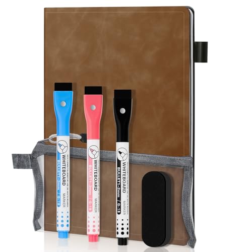 AGM A5 Mini Whiteboard, Kleines Whiteboard, tragbare Schreibtafel mit 3 Farbstiften, Radiergummi und Netzbeutel für Büro, Arbeitszimmer, Klassenzimmer und Zuhause – Braun AGM A5 Mini Whiteboard, Kleines Whiteboard, tragbare Schreibtafel mit 3 Farbstiften, Radiergummi und Netzbeutel für Büro, Arbeitszimmer, Klassenzimmer und Zuhause – Braun von AGM