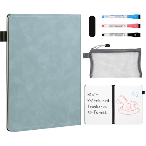 AGM A5 Mini Whiteboard, Kleines Whiteboard, tragbare Schreibtafel mit 3 Farbstiften, Radiergummi und Netzbeutel für Büro, Arbeitszimmer, Klassenzimmer und Zuhause – Marineblau AGM A5 Mini Whiteboard, Kleines Whiteboard, tragbare Schreibtafel mit 3 Farbstiften, Radiergummi und Netzbeutel für Büro, Arbeitszimmer, Klassenzimmer und Zuhause – Marineblau von AGM