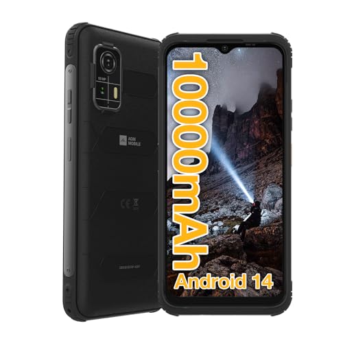AGM H MAX Outdoor Handy - Android 14 Outdoor Smartphone Ohne Vertrag 10000 mAh, 128GB T606-Chip Baustellen Handy 6.56 Zoll HD+, Baustellenhandy IP68/ Face ID/Fingerabdruck/Dual SIM/NFC von AGM