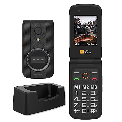 AGM M8 FLIP Klapphandy ohne Vertrag, 4G Seniorenhandy mit großen Tasten, wasserdicht/sturzsicher, SOS, kompatibel mit Hörgeräten, 1500 mAh, 104 dB Lautsprecher, Dual-SIM Schwarz AGM M8 FLIP Klapphandy ohne Vertrag, 4G Seniorenhandy mit großen Tasten, wasserdicht/sturzsicher, SOS, kompatibel mit Hörgeräten, 1500 mAh, 104 dB Lautsprecher, Dual-SIM Schwarz von AGM