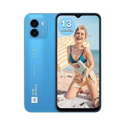 AGM Note N1 Smartphone Ohne Vertrag (2023), Android 13 Handy, 8 GB + 128 GB, Dual 50 MP Kamera + 2 MP Mikrokamera, 6,52" HD+, 4900 mAh Akku, 4G Dual SIM Handy, Face-ID/Fingerabdruck/OTG/GPS Blau von AGM