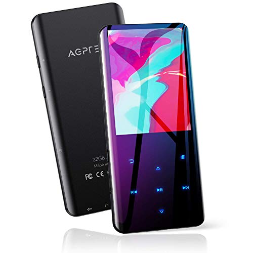 AGPTEK 32GB MP3 Player Bluetooth 5.0 with 2.4 Inch TFT Colour Screen, HiFi Music Player with Speaker, Touch Buttons, FM Radio, E-Book, Recording, Sleep Timer, Support up to 128 GB (Schwarz) von AGPTEK