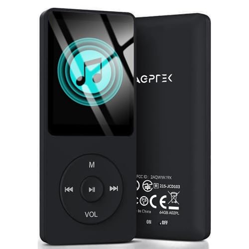 AGPTEK 64GB Klassischer MP3 Player, Laufzeit bis zu 70 Stunden, HiFi, Kleiner MP3-Player für Kinder/Erwachsene, super leicht 30g verlustfreie Musikwiedergabe bis zu 128 G, Schwarz AGPTEK 64GB Klassischer MP3 Player, Laufzeit bis zu 70 Stunden, HiFi, Kleiner MP3-Player für Kinder/Erwachsene, super leicht 30g verlustfreie Musikwiedergabe bis zu 128 G, Schwarz von AGPTEK