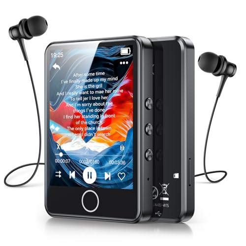 AGPTEK 64GB MP3 Player Bluetooth 5.3 mit 2,8 Zoll Full-Touchscreen, Tragbarer HiFi Musik mit Lautsprecher, FM-Radio, E-Book, Line-in-Aufnahme, Unterstützung bis zu 128 GB, Schwarz von AGPTEK
