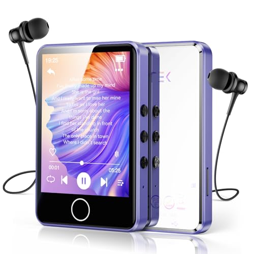 AGPTEK 64GB MP3 Player Bluetooth 5.3 mit 2,8 Zoll Full-Touchscreen, Tragbarer HiFi Musik mit Lautsprecher, FM-Radio, E-Book, Line-in-Aufnahme, Unterstützung bis zu 128 GB, Spiegel lila von AGPTEK