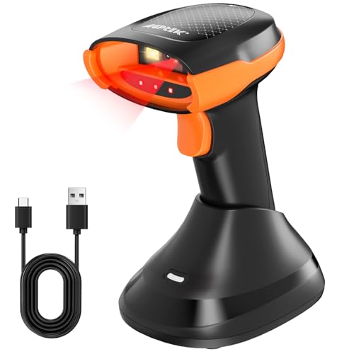 AGPTEK Bluetooth & 2.4GHz Wireless Barcode Scanner mit Batterieanzeige, austauschbare Batterie, 2D/1D QR Code Leser, kabellose Ladestation, ideal für den Einsatz im Einzelhandel und in Lagern von AGPTEK