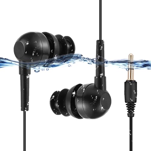 AGPTEK IPX8 wasserdichte Kopfhörer Sportkopfhörer Im-Ohr Headset Schwimmen Ohrhörer für iPhone 7, 7 Plus, 6, 6S, SE, Samsung Galaxy S8, S7, Edge S6, E11, Schwarz von AGPTEK