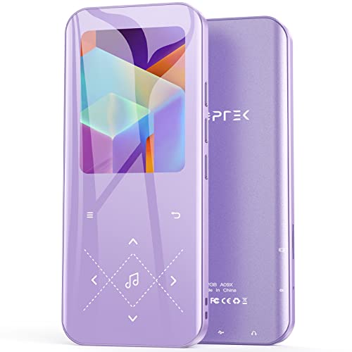 AGPTEK MP3 Player Bluetooth 5.3, 32GB HiFi Sound Musikplayer mit 2,4 Zoll TFT Farbbildschirm, Kopfhörer, Lautsprecher, Touch-Tasten, FM-Radio, E-Book, Aufnahme, Unterstüzt TF-128GB, Lila von AGPTEK