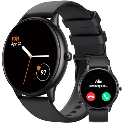 AGPTEK Smartwatch mit Telefonfunktion, Fitness Tracker Damen Herren, Armbanduhr mit 100+ Sportmodi, Herzfrequenz, Schrittzähler, Schlafmonitor für iOS & Android Schwarz von AGPTEK