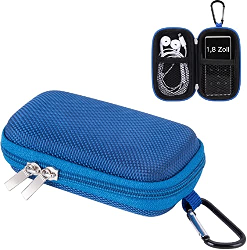 AGPTEK Tasche für 1,8 Zoll MP3 Player, Tragbar Muschelschale Kasten Tasche Hülle Etui für iPod Nano, Kopfhörer, Kleingeld, Schlüssel, Karte, Blau von AGPTEK