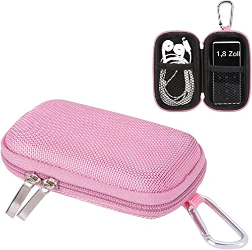 AGPTEK Tasche für 1,8 Zoll MP3 Player, Tragbar Muschelschale Kasten Tasche Hülle Etui für iPod Nano, Kopfhörer, Kleingeld, Schlüssel, Karte, Rosa von AGPTEK