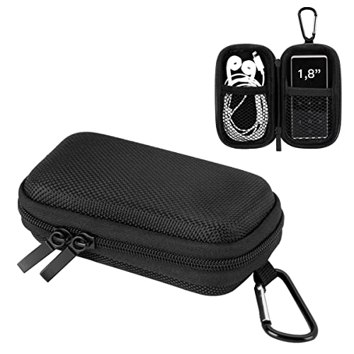 AGPTEK Tasche für 1,8 Zoll MP3 Player, Tragbar Muschelschale Kasten Tasche Hülle Etui für iPod Nano, Kopfhörer, Kleingeld, Schlüssel, Karte, Schwarz von AGPTEK