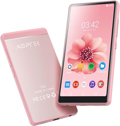 AGPTEK WiFi MP4 Player mit 4'' Touchscreen, HD Videoplayer mit Android 6,0 für UKW-Radio, Online-Funktionen usw, Musik Player 1GB RAM, 8GB ROM, 1000mAh Akku, mit 32GB TF-Karte, Rosa von AGPTEK