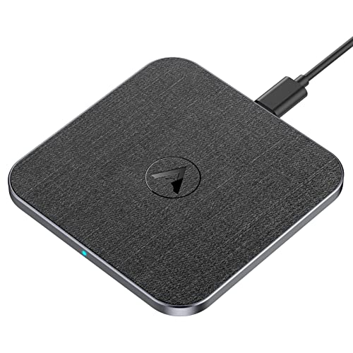AGPTEK Wireless Charger 15W Induktive Ladestation [Typ-C] Qi Kabellose Ladestation für iPhone 15/14/13/12/11/X/XS/8 Plus, AirPods, Ladepad 10W für Galaxy S24/23/22/21/S20/S10/Note 8/S7, Leder Schwarz von AGPTEK