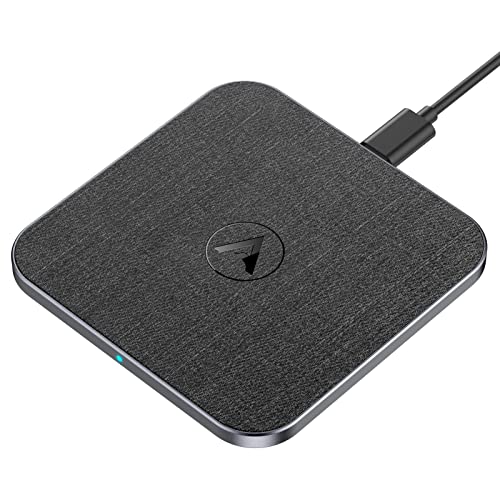 AGPTEK Wireless Charger 15W Handy Induktive Ladestation [Typ-C] Qi Kabellose Ladestation für iPhone 14/13/12/11/X/XS/8 Plus, AirPods, Ladepad 10W für Galaxy S21/S20/S10/Note 8/S7, Leder Schwarz von AGPTEK