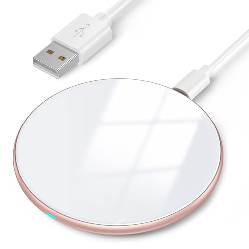 AGPTEK Wireless Charger 15W Qi Induktive Ladestation, Kabelloses Ladegerät kompatibel mit iPhone 12/12Pro/12 Mini/11/11 Pro/11/AirPods, Handyladestationen kompatibel mit Samsung/Huawei, Weiß von AGPTEK