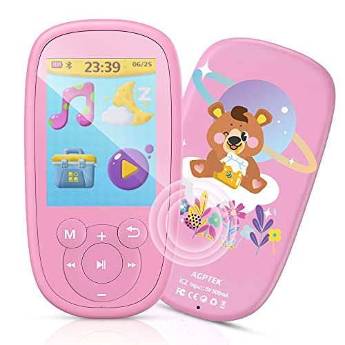 Bluetooth MP3 Player Kinder, AGPTEK Einhorn Video Player 2,4“ Bildschirm, Musik Player mit Lautsprecher, Kopfhörer, Wiegenlied, UKW-Radio, Schlaftimer und Sprachaufnahme usw. Pink von AGPTEK