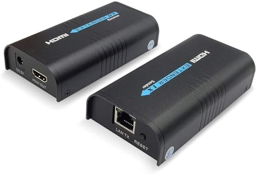 HDMI Extender,100M HDMI Sender und Empfänger über Ethernet Netzwerk Router/Switcher LAN RJ45 CAT5 CAT6-Single Source von 1080P Full HD STB,DVD,PS3 - mit DLP,LCD,LED,Unterstützt TCP/IP über Ethernet von AGPTEK