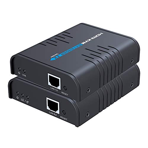 HDMI KVM Extender 120m Signalübertragung Ultra HD 1080p@60Hz über CAT5/5E/6/7 Ethernet-Kabel Router Gigabit Switch - USB Keyboard & Maus - Verbindung, EDID für Bewohner oder Geschäft von AGPTEK