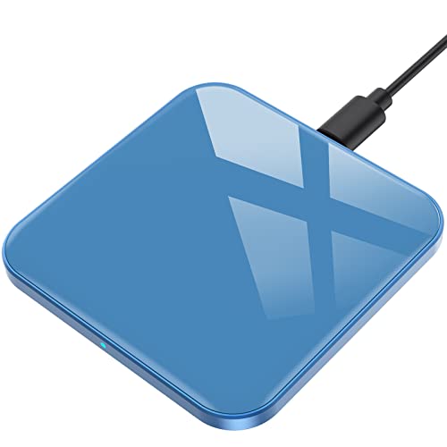 Wireless Charger 15W Handy Induktive Ladestation [Typ-C] Qi Kabellose Ladestation für iPhone 14/13/12/11/ X/XS /8 Plus, AirPods, Ladepad 10W für Galaxy S21 / S20 / S10 / Note 8 / S7, Huawei, Blau von AGPTEK