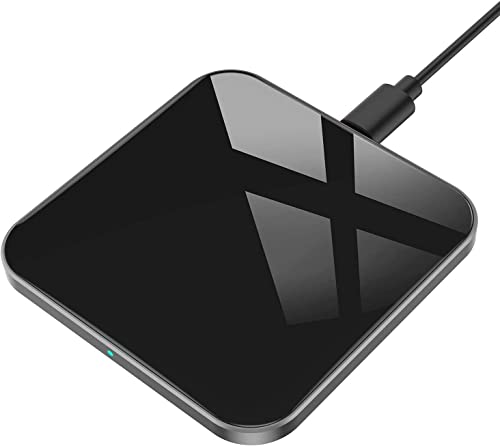 Wireless Charger 15W Handy Induktive Ladestation [Typ-C] Qi Kabellose Ladestation für iPhone 15/14/13/12/11/ X/XS /8 Plus, AirPods, Ladepad 10W für Galaxy S24/23/22/21/10/ Note 8/S7, Huawei, Schwarz von AGPTEK