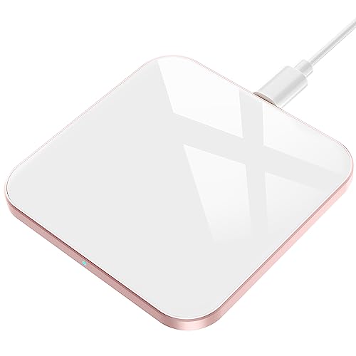 Wireless Charger 15W Handy Induktive Ladestation [Typ-C] Qi Kabellose Ladestation für iPhone 15/14/13/12/11/ X/XS /8 Plus, AirPods, Ladepad 10W für Galaxy S24/23/22/21/10/ Note 8/S7, Huawei, Weiß von AGPTEK