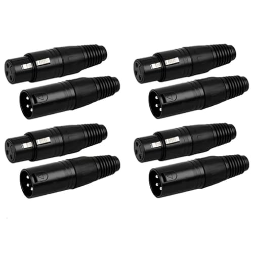 AGTEHBZ 8 x XLR 3-poliger Stecker, 4 männliche und 4 weibliche XLR-Kabelstecker, langlebiger Splitter-Adapter für Mikrofon, Audio-Mixer, Lautsprecher, hohe Leitfähigkeit und extrem geräuscharm von AGTEHBZ