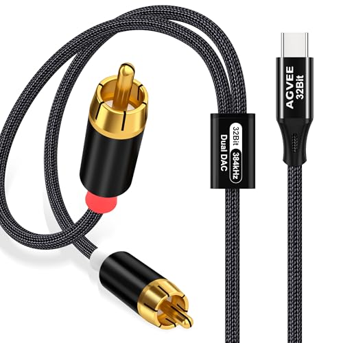 AGVEE 2 m Dual DAC 32Bit/384kHZ USB C auf RCA Audiokabel, Typ C auf 2RCA Y Splitterkabel für iPhone 16 15 iPad Pro Samsung Galaxy S24 S23 S22 S21, Google Pixel Serie, Verstärker, Schwarz AGVEE 2 m Dual DAC 32Bit/384kHZ USB C auf RCA Audiokabel, Typ C auf 2RCA Y Splitterkabel für iPhone 16 15 iPad Pro Samsung Galaxy S24 S23 S22 S21, Google Pixel Serie, Verstärker, Schwarz von AGVEE