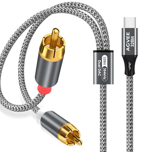 AGVEE Dual DAC 32Bit/384kHZ USB C auf RCA Audiokabel, Typ C auf 2RCA Y-Splitterkabel für iPhone 16, 15, iPad Pro, Samsung Galaxy S24, S23, S22, S21, Google Pixel Serie, Verstärker, Grau, 2 m AGVEE Dual DAC 32Bit/384kHZ USB C auf RCA Audiokabel, Typ C auf 2RCA Y-Splitterkabel für iPhone 16, 15, iPad Pro, Samsung Galaxy S24, S23, S22, S21, Google Pixel Serie, Verstärker, Grau, 2 m von AGVEE