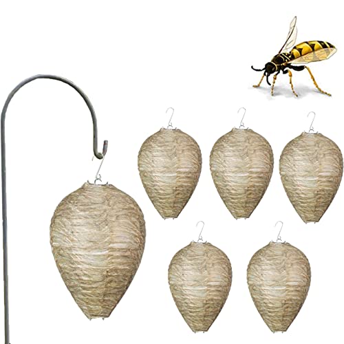 AGZHU 6 Stück Wespennest, Lockvogel, natürliche Wespennest, umweltfreundlich, zum Aufhängen, Wespenabwehr, Lockvogel, Abwehrmittel für Wespen, Hornetten, gelbe Jacken, PMS Papierköder, Wespen von AGZHU