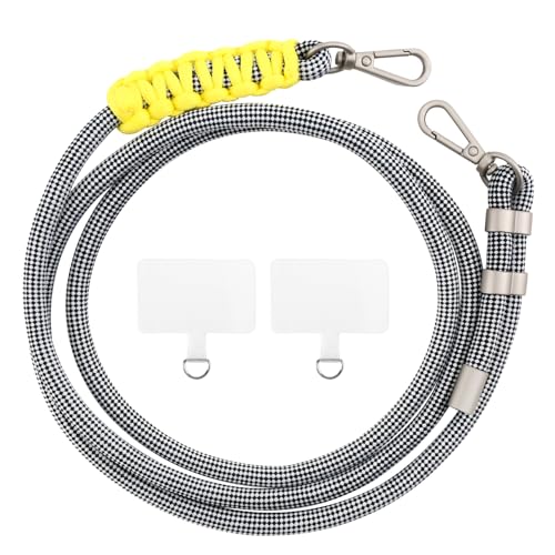 AHABIPERS Handykette Universal, Handy Lanyard für iPhone/Samsung und alle Smartphones mit 2 Stück Universelles Patch, Handyband mit jeder Hülle kombinierbar, Einstellbar/Abnehmbar - Weiß&Schwarz AHABIPERS Handykette Universal, Handy Lanyard für iPhone/Samsung und alle Smartphones mit 2 Stück Universelles Patch, Handyband mit jeder Hülle kombinierbar, Einstellbar/Abnehmbar - Weiß&Schwarz von AHABIPERS