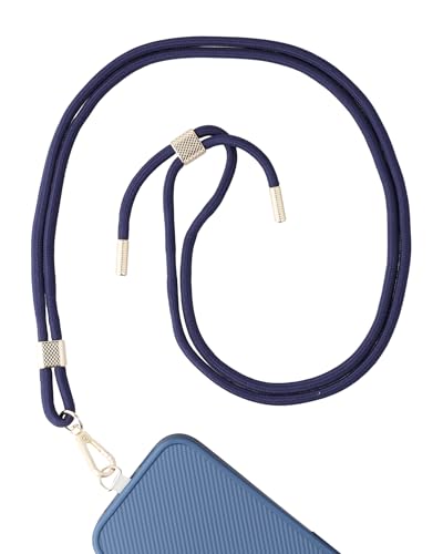 AHABIPERS Handykette Universal, Nylon Handy Kette, Verstellbarer Crossbody Handyschnur, Handy Umhängeband Kompatibel mit Meisten Smartphones, TPU Handy-Patch mit Metallring - ohne Hülle (Blau) von AHABIPERS