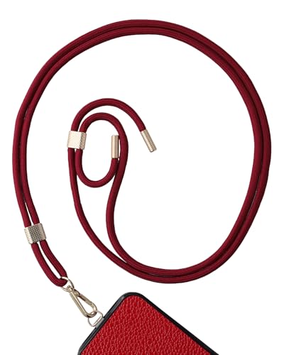 AHABIPERS Handykette Universal, Nylon Handy Kette, Verstellbarer Crossbody Handyschnur, Handy Umhängeband Kompatibel mit Meisten Smartphones, TPU Handy-Patch mit Metallring - ohne Hülle (Rot) von AHABIPERS