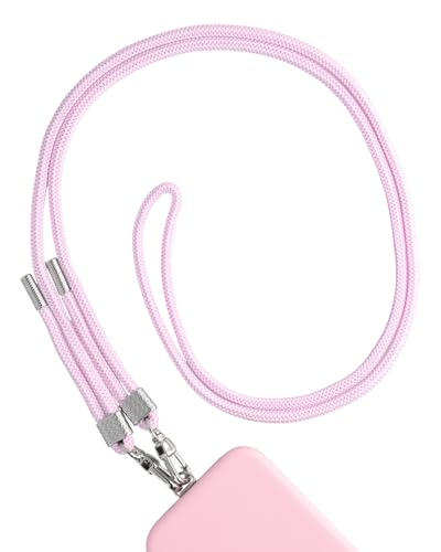 AHABIPERS Handykette Universal zum Umhängen, Nylon Handyband kompatibel mit Jeden Smartphones, Verstellbar und Abnehmbar Kette zum Umhängen, Hülle mit Kordel, Handyband für Jeder Hülle, Rosa von AHABIPERS