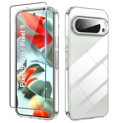 AHABIPERS Klare Handyhülle für Google Pixel 9 und Pixel 9 Pro Hülle + 3 Displayschutzfolien aus gehärtetem Glas - HD-Klarheit, blasenfreie Installation, Vergilbungsfrei, kristallklare Hybrid-Abdeckung AHABIPERS Klare Handyhülle für Google Pixel 9 und Pixel 9 Pro Hülle + 3 Displayschutzfolien aus gehärtetem Glas - HD-Klarheit, blasenfreie Installation, Vergilbungsfrei, kristallklare Hybrid-Abdeckung von AHABIPERS