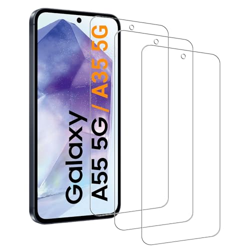 AHABIPERS Panzerglas für Samsung Galaxy A55 / Samsung Galaxy A35 Displayschutzfolie, blasenfrei, bruchsicher, stoßfest, kratzfest, öldicht, Premium Qualität Schutzfolie - 3 Stück von AHABIPERS