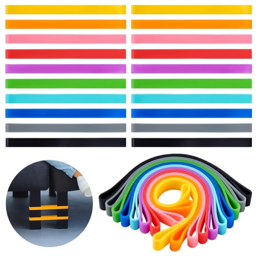 AHANDMAKER 20 Stück Stuhlbänder Für Menschen Mit Zappeligen Füßen, 10 Farben Stretch-Silikon-Gummibänder, Zappelbänder Für Klassenzimmerstühle, Passt Für Sensory Fidget Und ADHD, 5.3x0.37 von AHANDMAKER