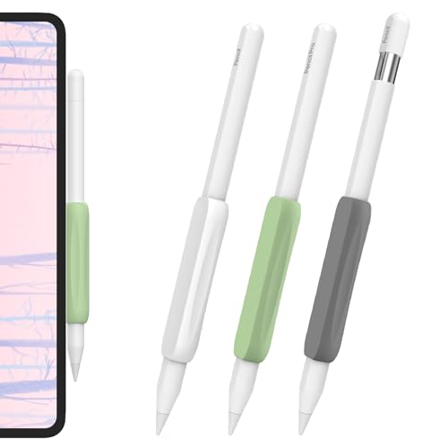 AHASTYLE 3 Stück Apple Pencil Griff Silikon Halter Ergonomisch Hülle Zubehör Grip Kompatibel mit Apple Pencil Pro, Apple Pencil2. Generation und Apple Pencil USB-C (Weiß+Grau+Grün) AHASTYLE 3 Stück Apple Pencil Griff Silikon Halter Ergonomisch Hülle Zubehör Grip Kompatibel mit Apple Pencil Pro, Apple Pencil2. Generation und Apple Pencil USB-C (Weiß+Grau+Grün) von AHASTYLE
