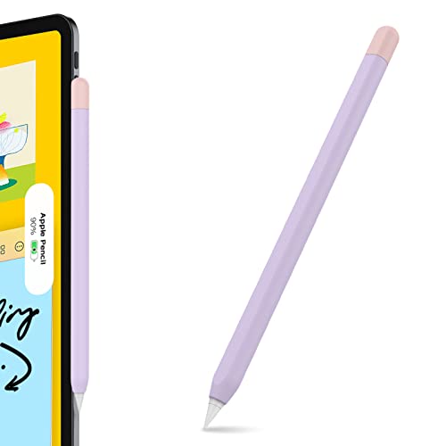 AHASTYLE Apple Pencil 2 Hülle Silikon Duotone Apple Pencil Case - Ultra Dünn Apple Pencil Halter Apple Pencil Abdeckung Kompatibel mit Apple Pencil 2. Generation (Duotone, Lavendel + Rosa Kappe) von AHASTYLE