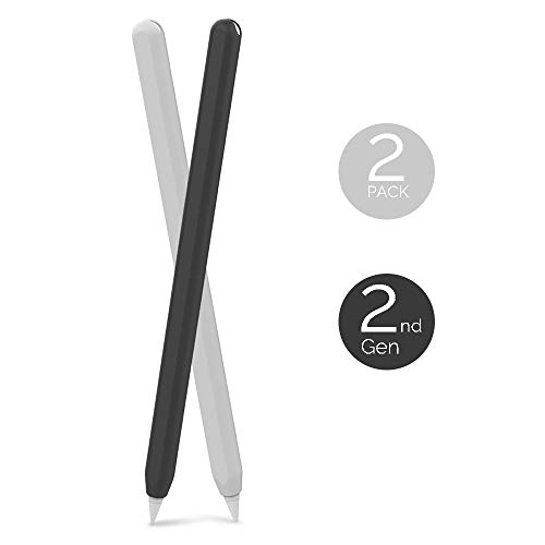 AHASTYLE Apple Pencil Hülle Silikon Apple Pencil Case Ultra Dünn Apple Pencil Abdeckung Kompatibel mit Apple Pencil 2. Generation, iPad Pro 11"/ 12,9" 2021/2020/ 2018 (2 Pack, Schwarz & Weiß) von AHASTYLE