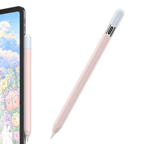 AHASTYLE Duotone Apple Pencil (USB-C) Hülle 2023 Silikon Ultra Dünn Schutzhülle Skin Apple Pencil Sleeve Anti-Rutsch-Griff Kompatibel mit Apple Pencil USB C (Rosa + Hellblau) von AHASTYLE