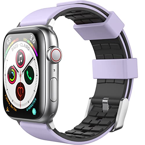 AHASTYLE Duotone Armband für Apple Watch Series 8 7 41mm 40mm 38mm Armband aus atmungsaktivem Silikon kompatibel mit iWatch Series SE/Series 8 7 6 5 4 3 2 1 (Lavendel, Schwarz, 41mm/40mm/38mm) von AHASTYLE