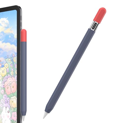 AHASTYLE Duotone Schutzhülle für Apple Pencil (USB-C) 2023, Silikon, ultradünn, schützende Hülle, Anti-Rutsch-Griff, kompatibel mit Apple Pencil USB C (Mitternachtsblau + Rot) von AHASTYLE